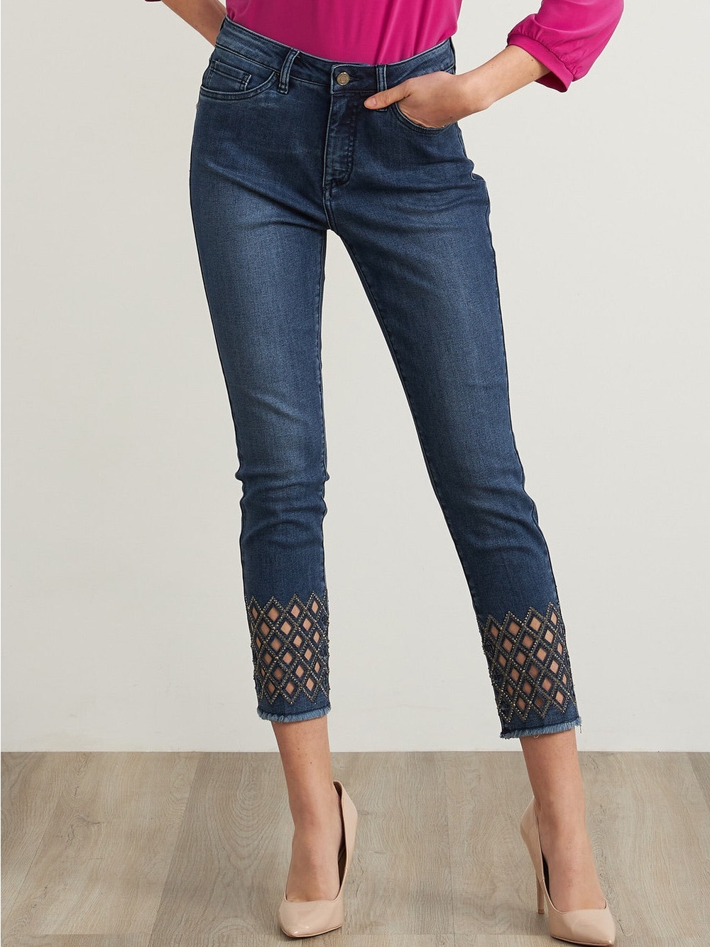 Joseph Ribkoff Diamond Cut-out Cropped Jean